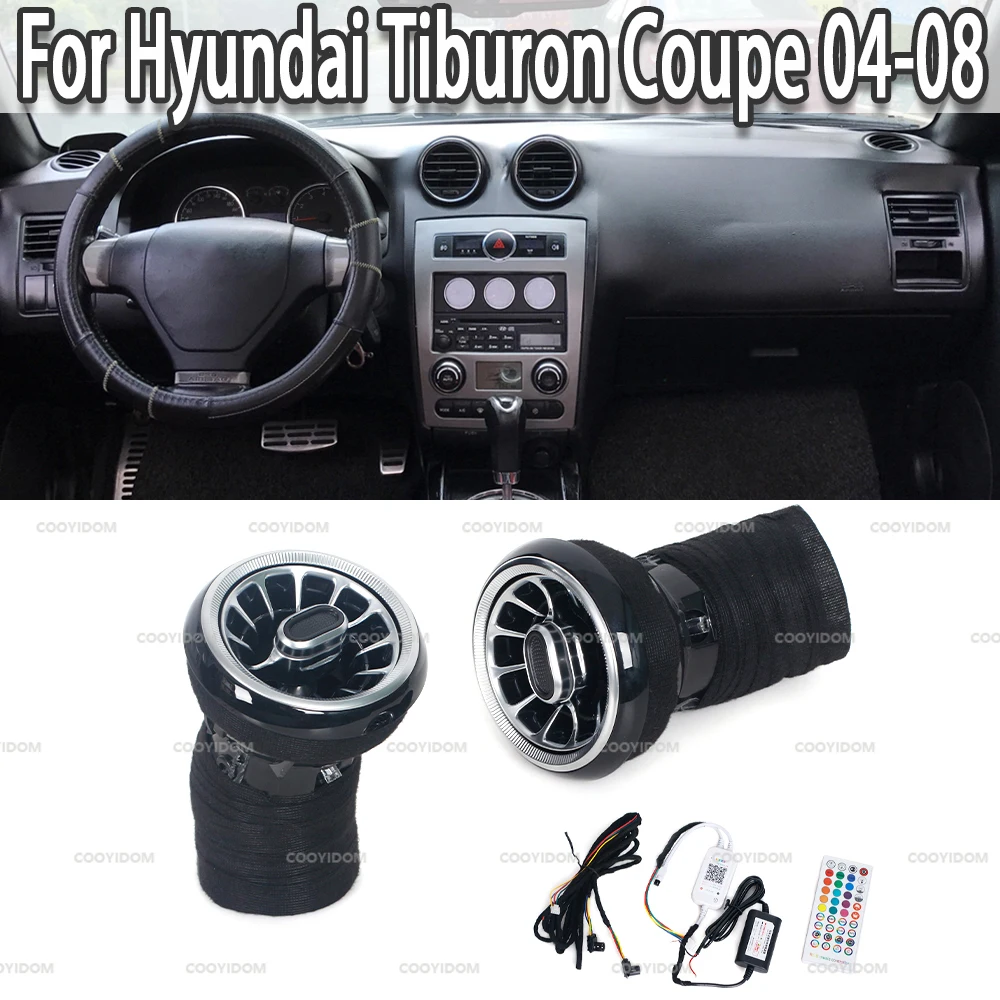 Tablero delantero de coche AC aire acondicionado LED Turbo salida de ventilación embellecedor Interior para Hyundai Tiburon Coupe 2004-2008