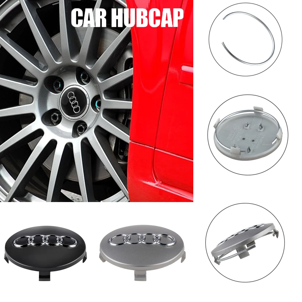 4 peças de tampas de centro de roda de 59mm para carros, acessórios para Audi Sline A6 A3 A4 A5 A8 S3 S4 S5 S6 S7 S8 Quattro SQ5 SQ7 Q5 Q7 Q8 RS3 RS