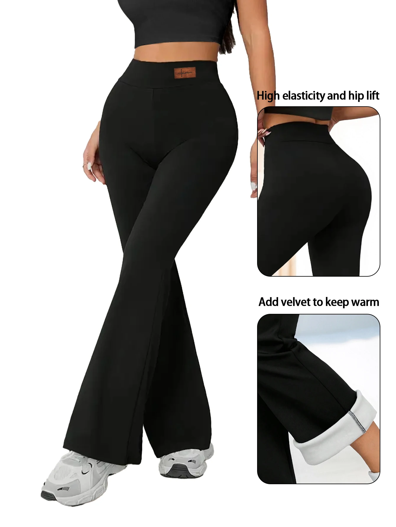 سراويل نسائية، سراويل حرارية، مبطنة بالصوف، سراويل Bootcut، سراويل تزلج شتوية Y2K، سراويل حرارية عالية الخصر، رفع المؤخرة