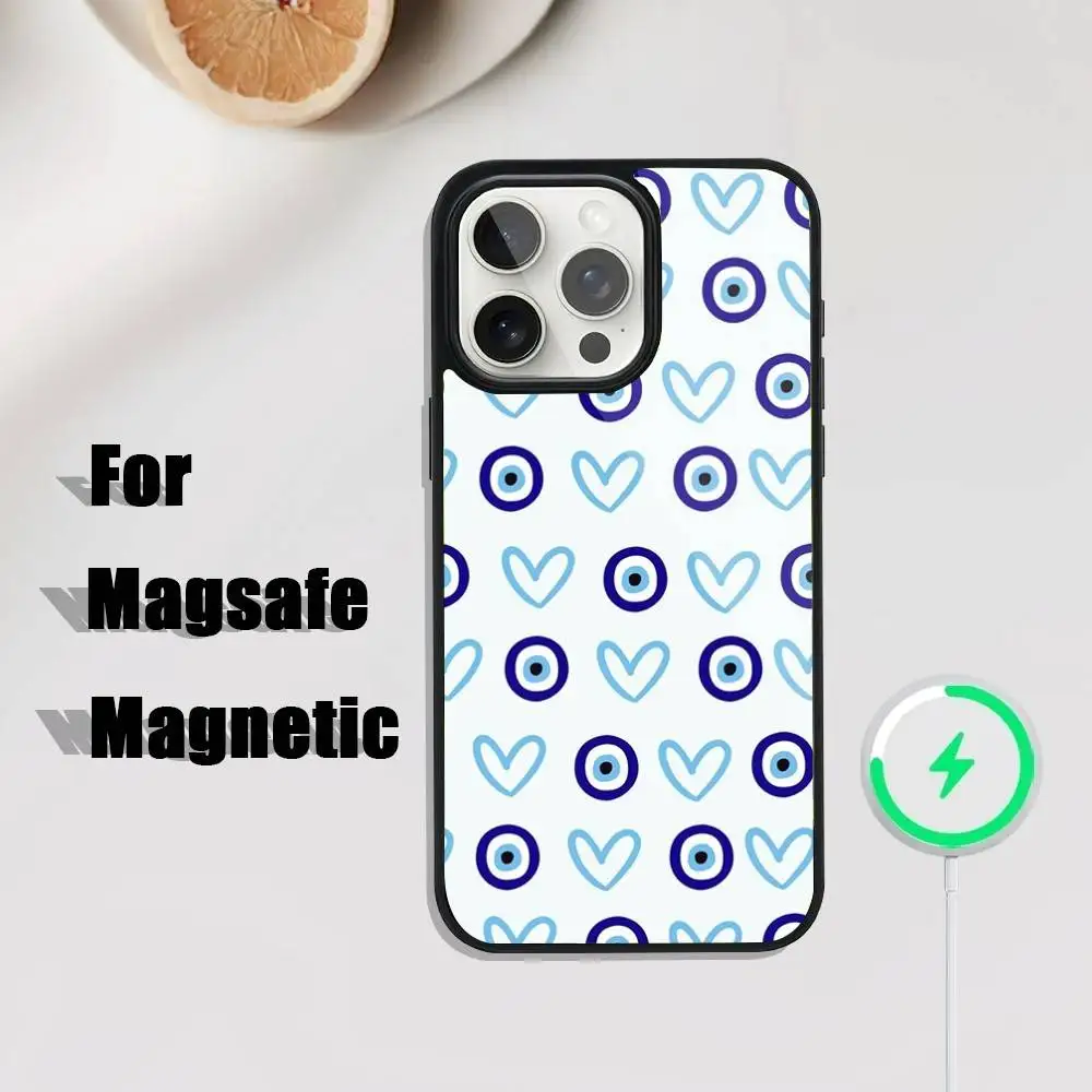 Lucky Blue Evil Eye Phone Case For iPhone 17,16,15,14,13,12,11,Pro,Max,Plus,Mini,SE4,E Magnetic Magsafe Wireless Charging