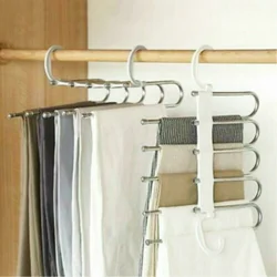 5 In 1 Pant Rack Shelves Stainless Steel Clothes Hangers Stainless Steel Multi-functional Wardrobe Magic Hanger