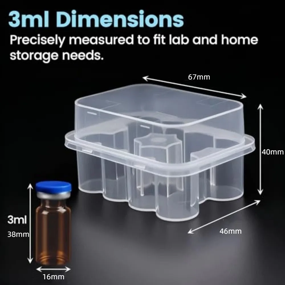 3/5/7/10mL 2/10/24-Slot Vial Storage Case Stackable Plastic Microtube Storage Box Clear Freezer Tube Box Diabetic Supplies
