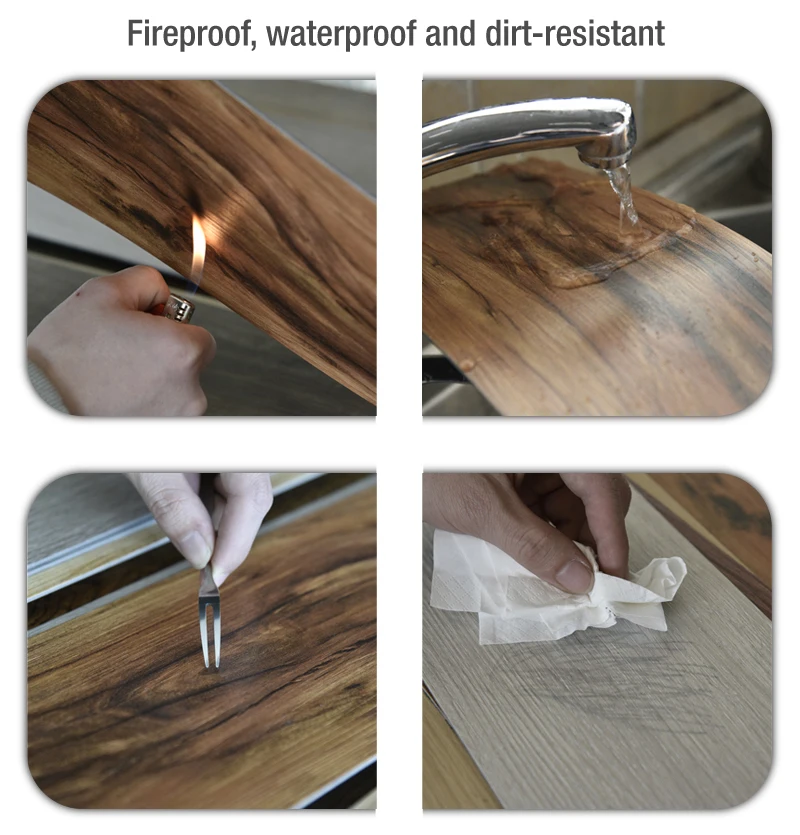 10pc Self-adhesive Wood Grain Floor Wall Sticker Modern Style PVC Living Room Toilet Kitchen Home Floor Decor Waterproof Sticker