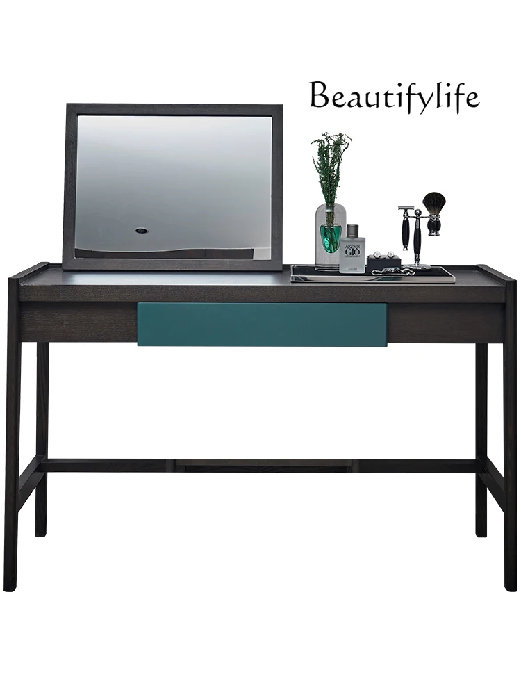 

Italian Minimalist Solid Wood Dressing Table Simple Modern Bedroom Designer Model Flip Makeup Table