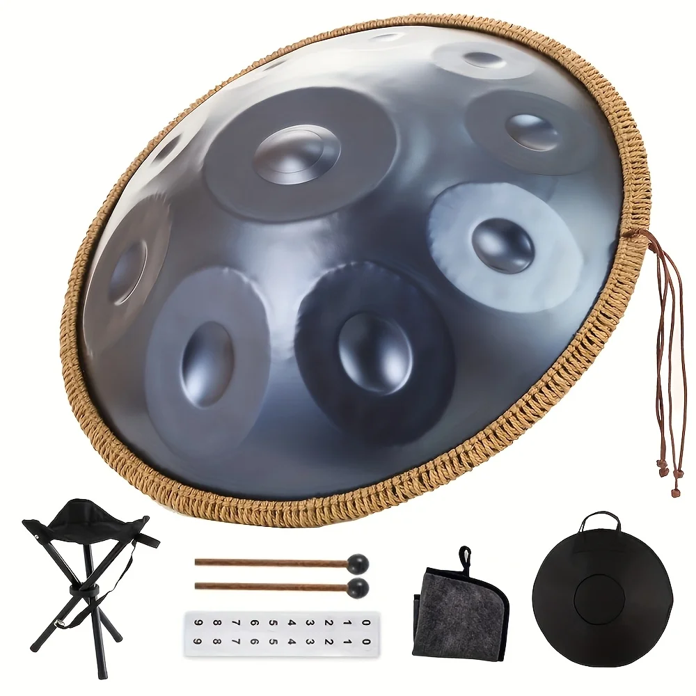 

432Hz 10 note handpan drum high quality tambourine 21 inch kurd d minor beginner steel tongue drum meditation
