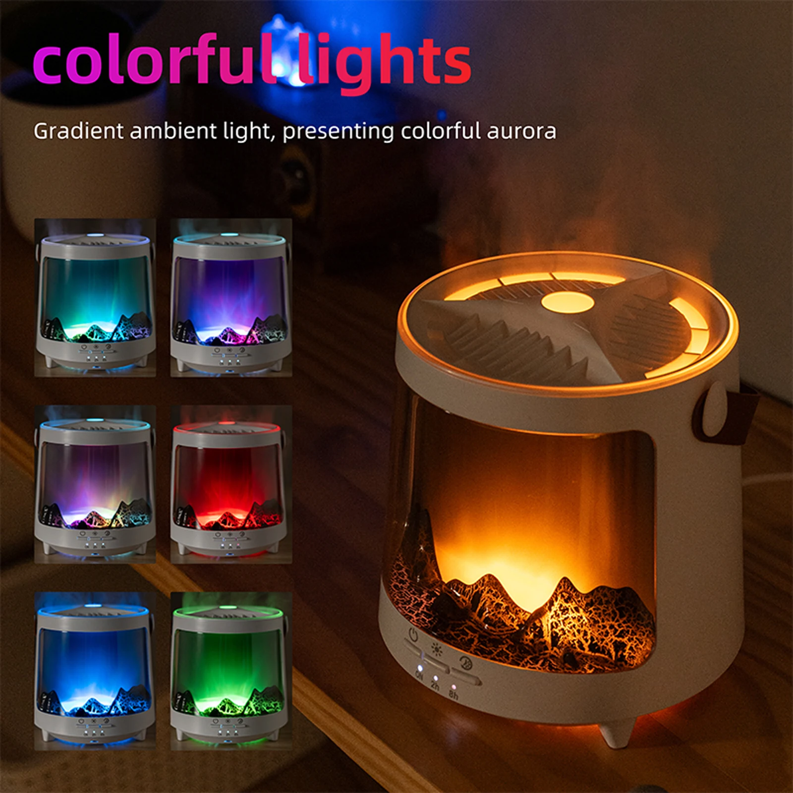 Cool Mist Aromatherapy Diffuser 300ml Ultrasonic Humidifier Aurora Night Light 7 Color LED Timer