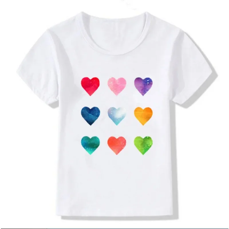 

Beautiful Boys Girls New Summer T-shirt Kid Cartoon Heart Tops Tees T Shirt Size 2-9Year Children Clothing