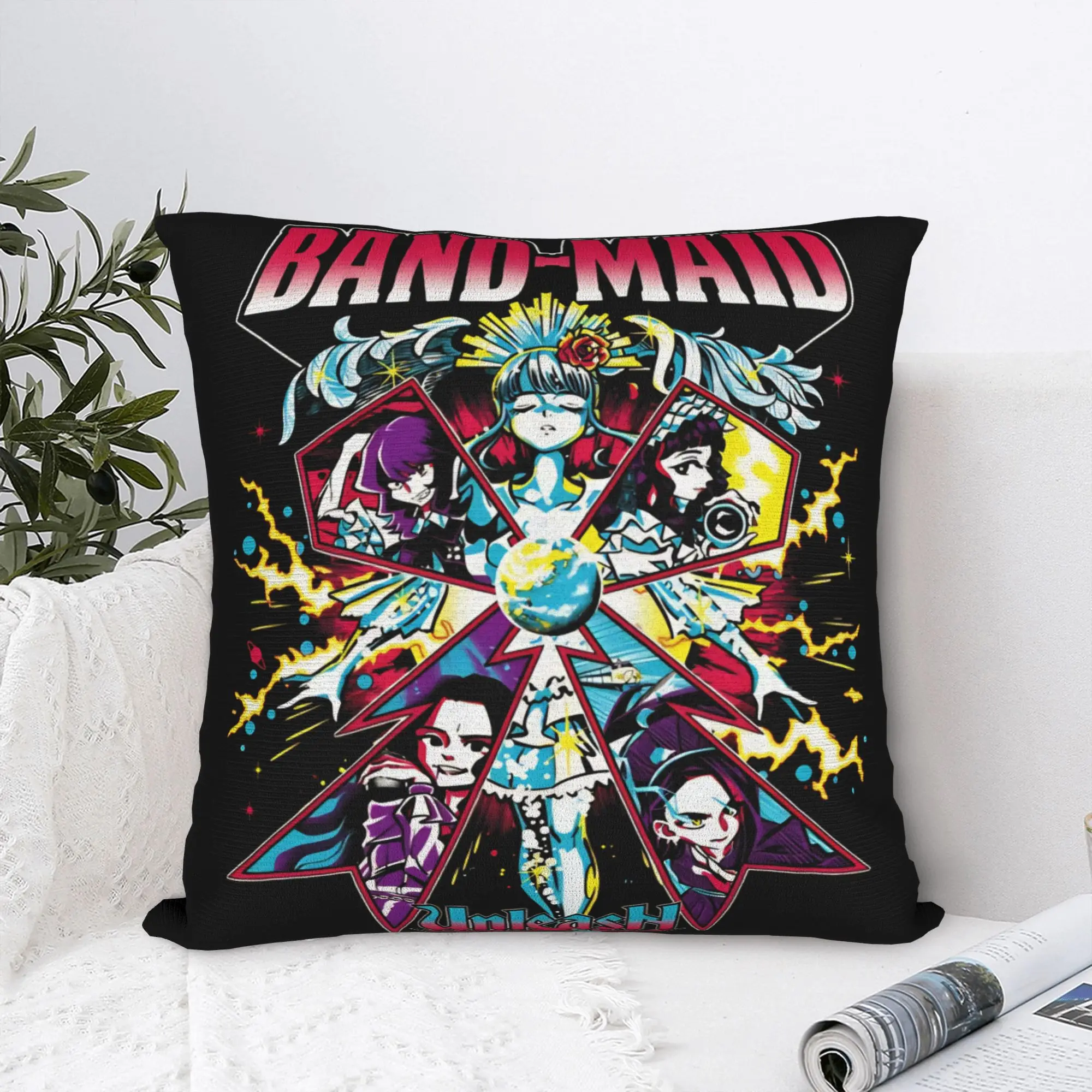 Band Maid Unleash Square Pillow Case  Cushion Cover Customized Polyester Decor Pillowcase for Home 40x40cm