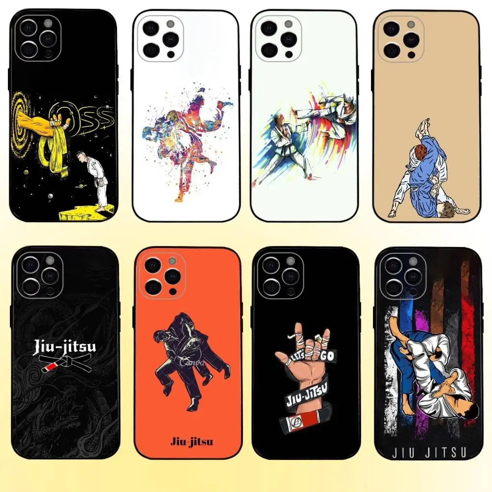 

BJJ Brazilian Jiu Jitsu Phone Case For iPhone17,16,15,14,13,12,11 Plus,Pro Max Soft Black Cover