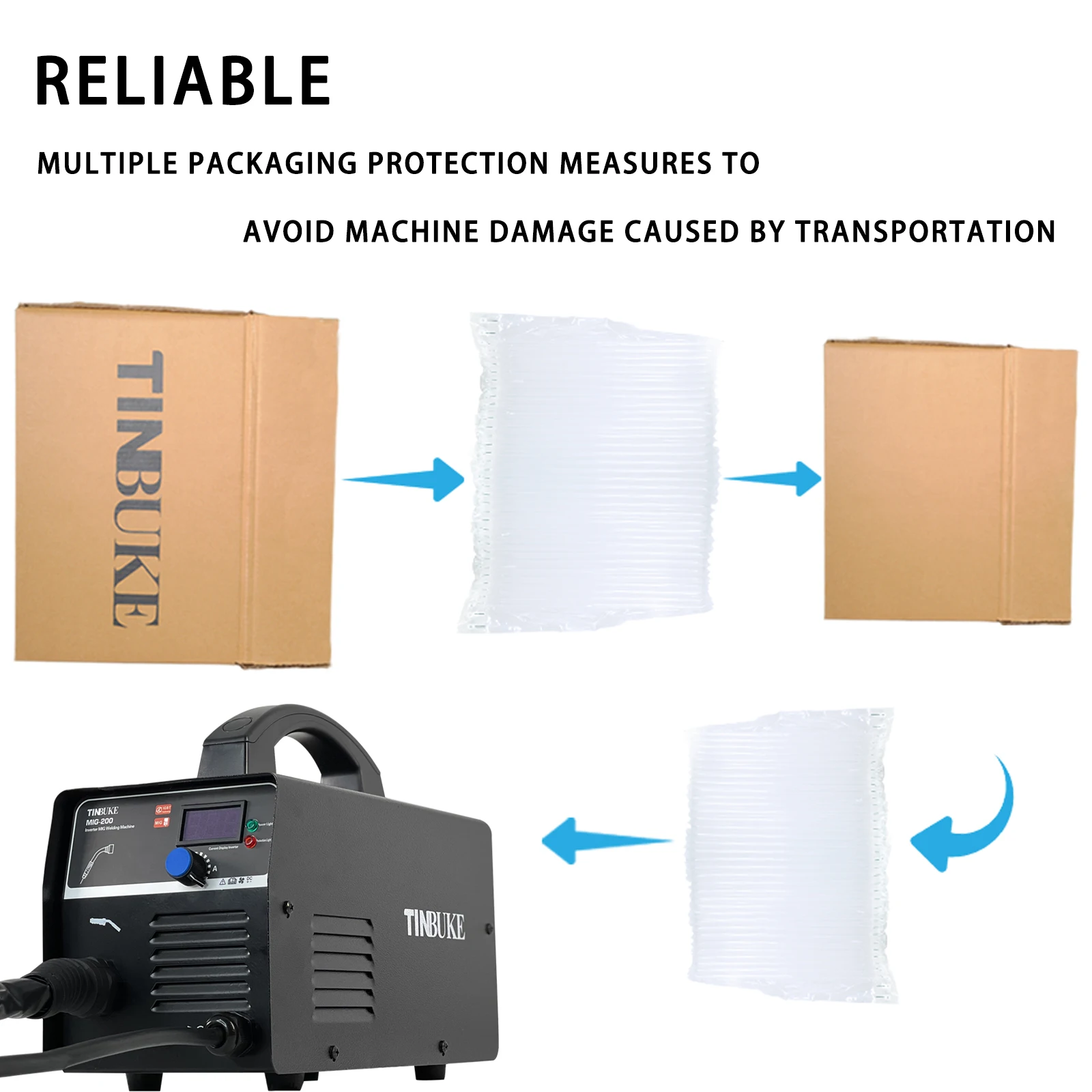 TINBUKE MIG Welding Machine 220V Inverter Magnetic Core Welding Wire MIG200 AC Current Mode Control With Accessory Tools