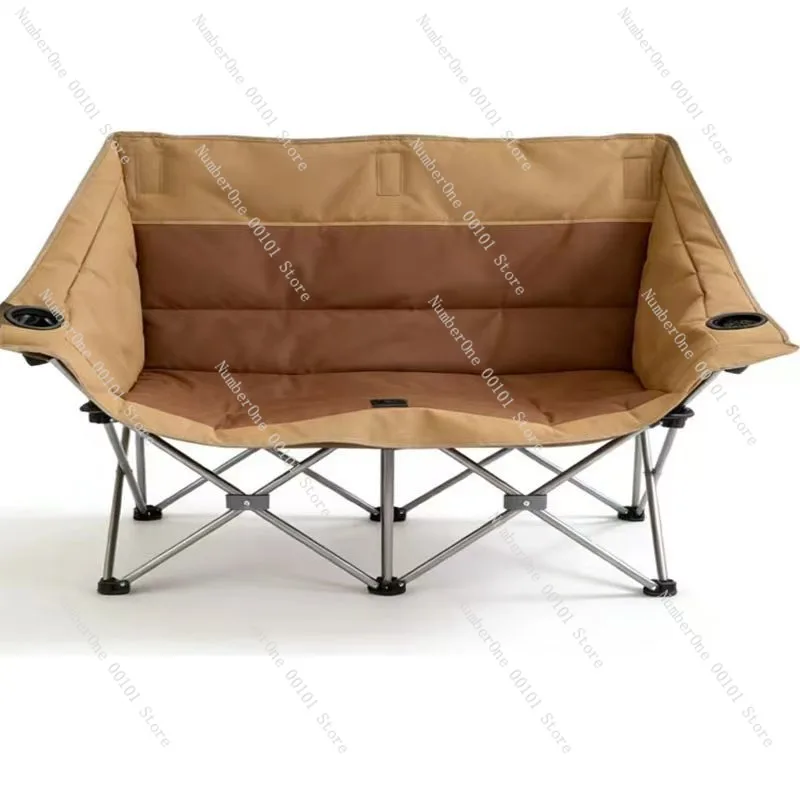 Portable Outdoor Folding Double Camping Chair Padded 2 Person Seat Portable Picnic Fishing Chair with Backrest Armrests Beach - view 2