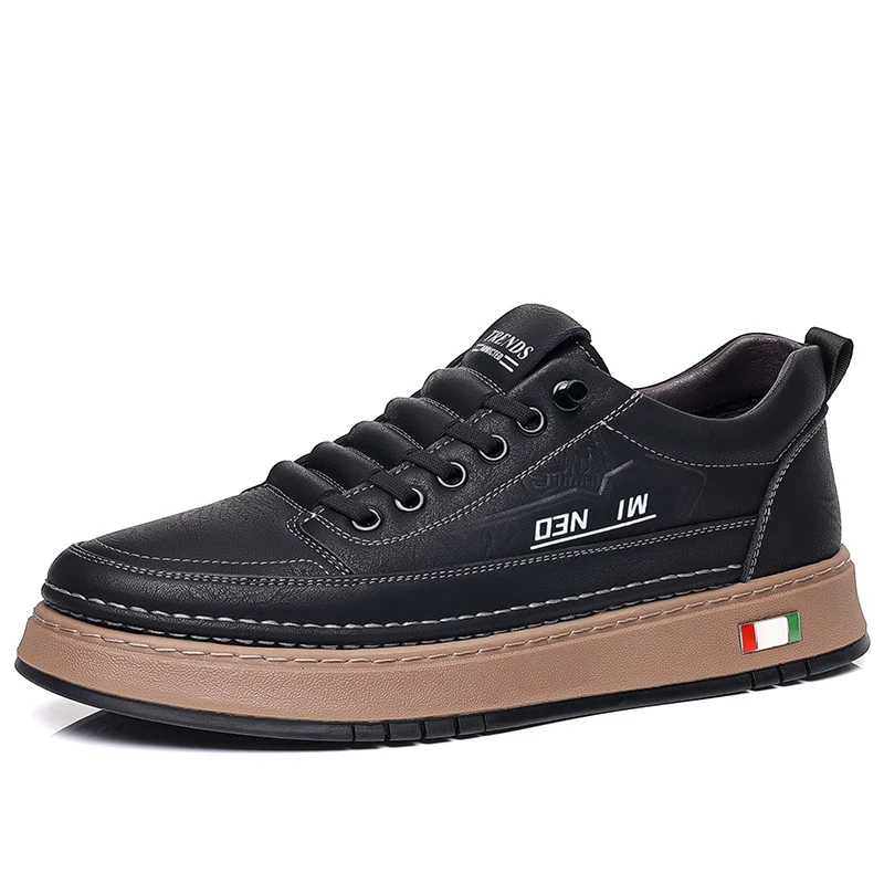 Men's shoes spring and autumn style  new trend versatile men's casual shoes board shoes leather soft sole breathable leather