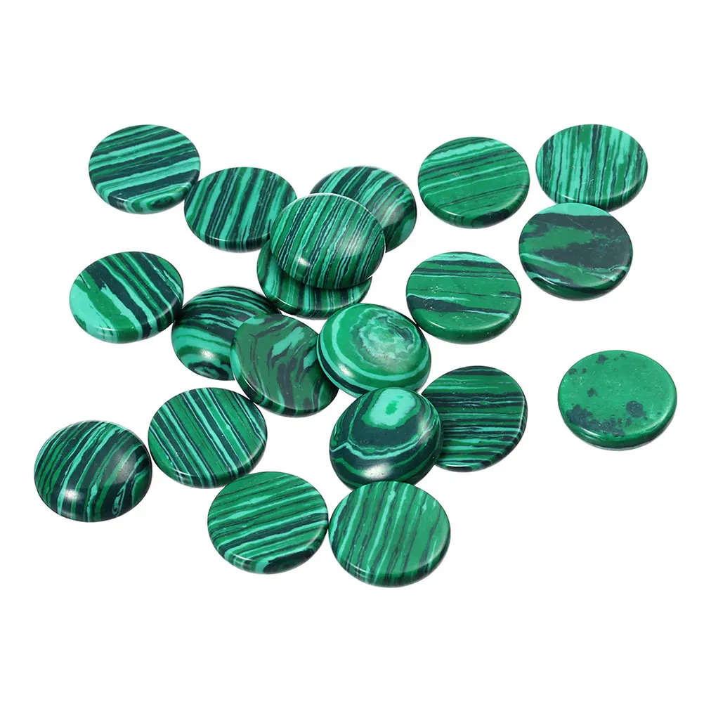

20 Pcs Round Ring Face 6mm Natural Malachite Stone Beads Semi Precious Flatback Cabochons for Jewelry DIY Craft Gemstone
