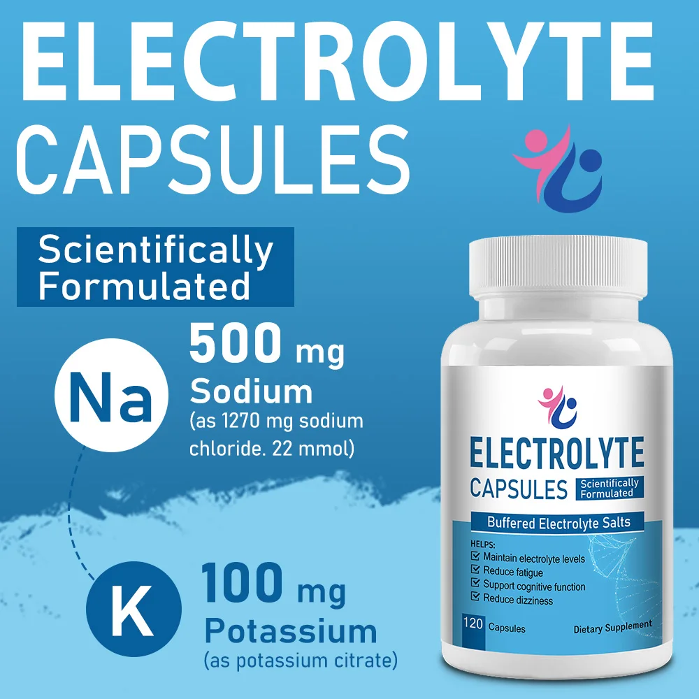 Electrolyte Capsules with Sodium & Potassium, Daily Electrolyte Balance Support, Promotes Muscle Recovery & Energy, Non-GMO