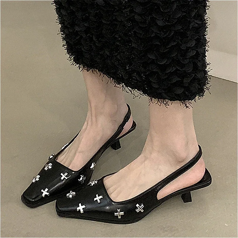 

High Heels Marie Janes Sandals Women Elegant Square Toe Shoes 2025 New Spring Designer Party Dress Pumps Fad Brand Women Shoes