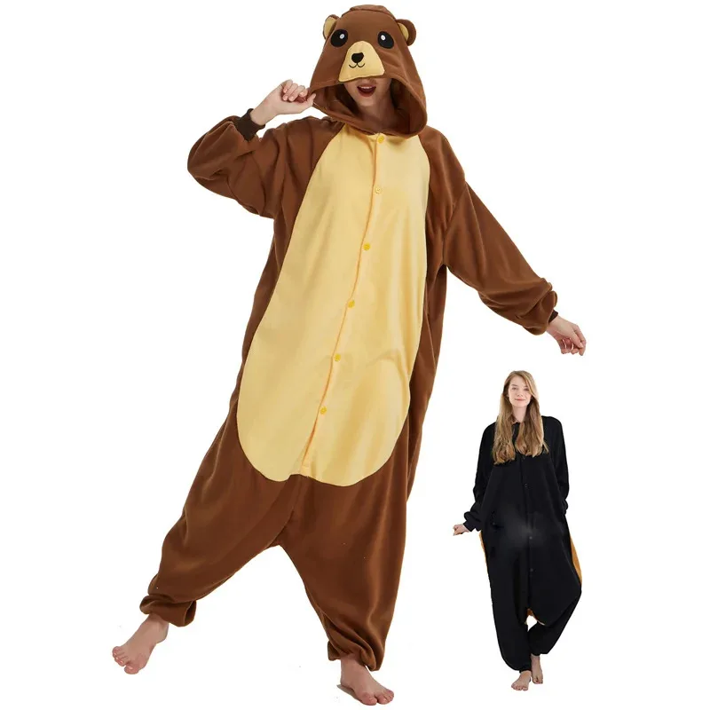 

Animal Black Raccon Kigurumis Onesie Men Women Matching Pajama Overall Adult Cosplay Sleepwear Cartoon Carnival Bear Jumpsuit