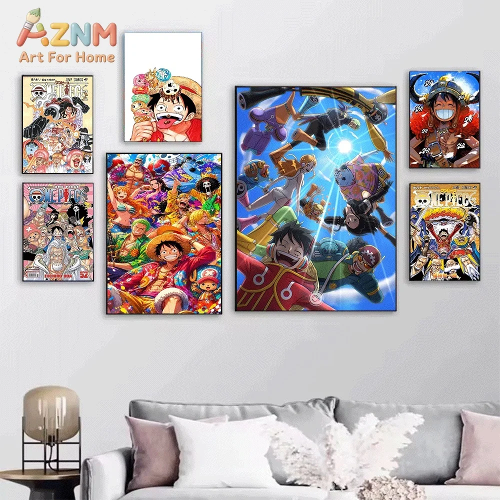 One Piece Anime Canvas Wall Art No Frame Luffy Gear 5 Nika Straw Hat Pirates Crew Manga Comic Print Painting Bedroom Living Ro