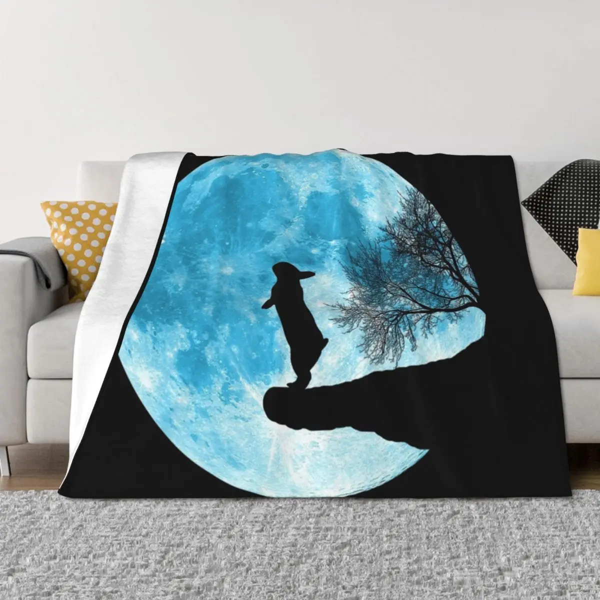 

Moon Bunny Throw Blanket warm winter Sofa Summer Beddings Vintage Blankets