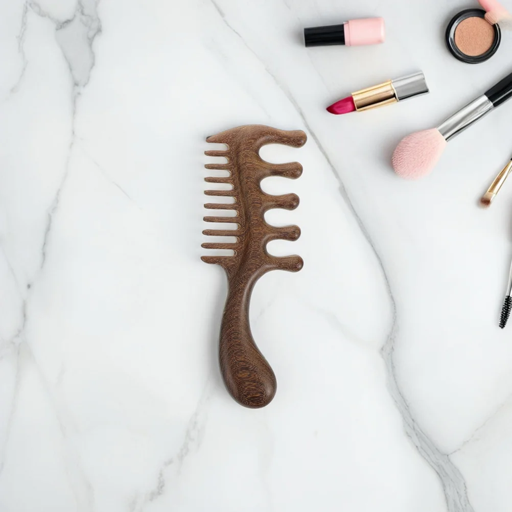 

3 шт. деревянная расческа для массажа кожи головы с пятью зубьями и широкими зубьями, прочный массажер для волос для релаксации и распутывания кожи головы