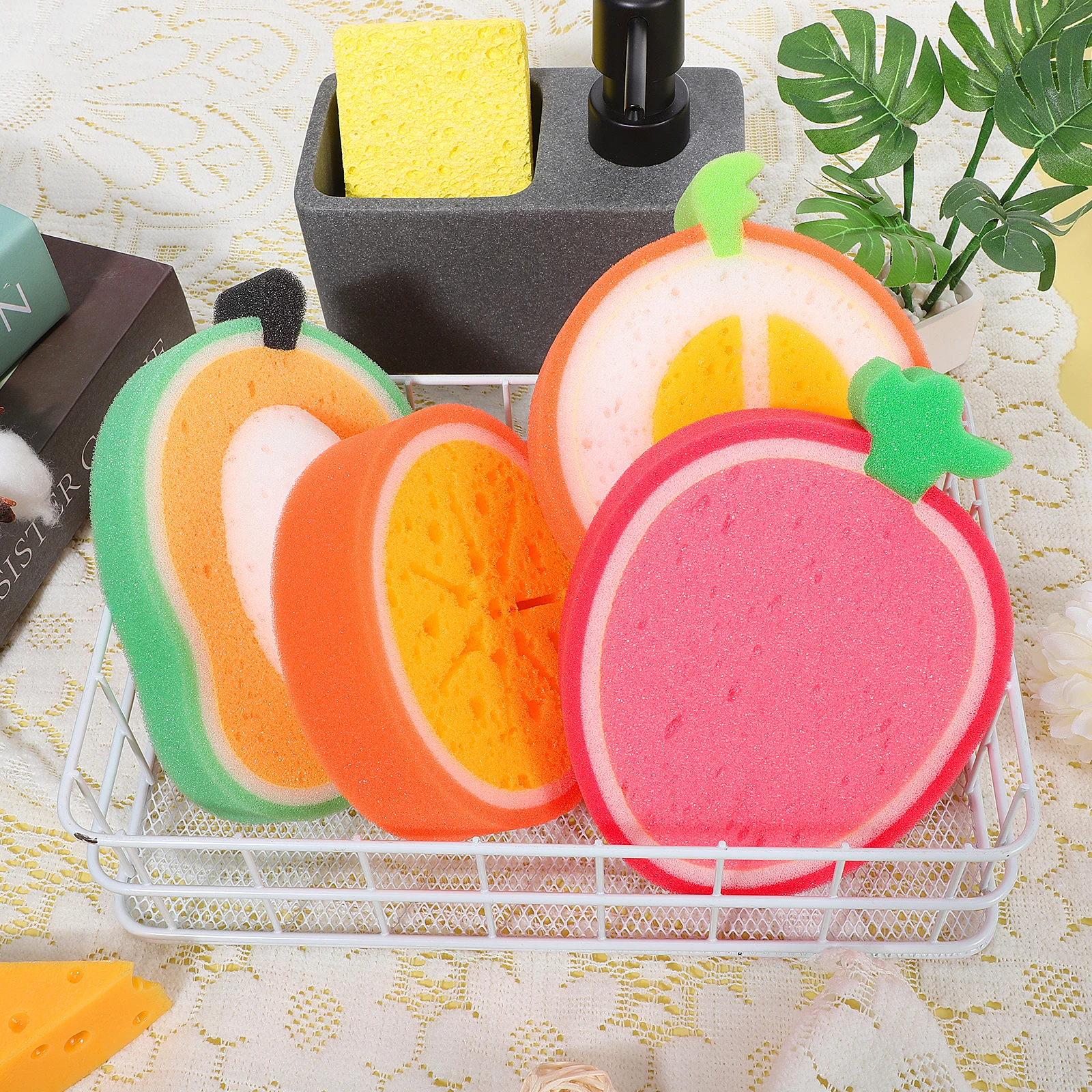 

4 Pcs Fruit Sponge for Baby Boy Girl Cartoon Strawberry Bath Exfoliating Back Scrubber Shower Body Cleaning Sponges Tender Skin