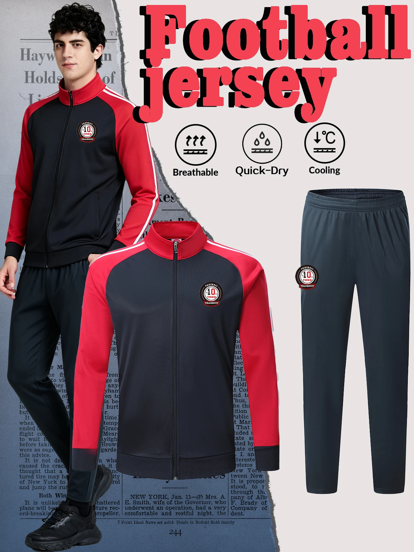 2026 Winter Men Football Tracksuit Set High‑Quality Full Zip Soccer Training Jacket & Pants Sportswear Suit For Adult Outdoor Tr
