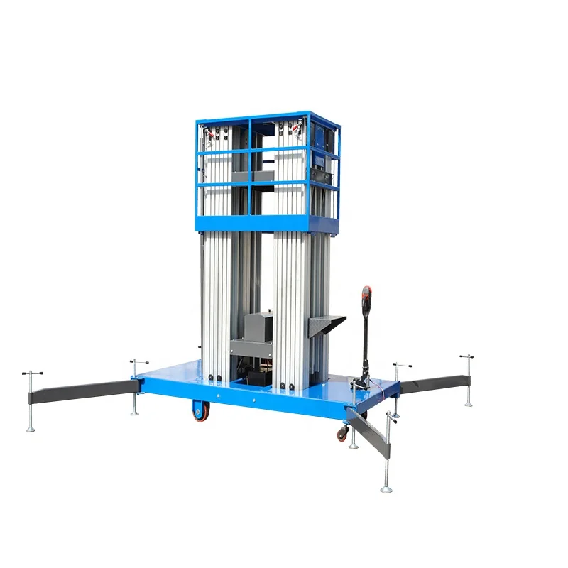 Two People Aerial Work Platform Dual Masts Aluminum Work Platform