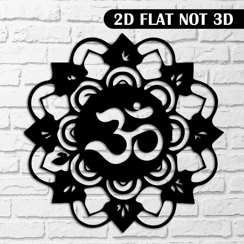 CIFBUY Om Mandala Metal Wall Art 2D Flat Iron Sign Hollow Hanging Decor Yoga Room Living Room Zen Spiritual Wall Accent