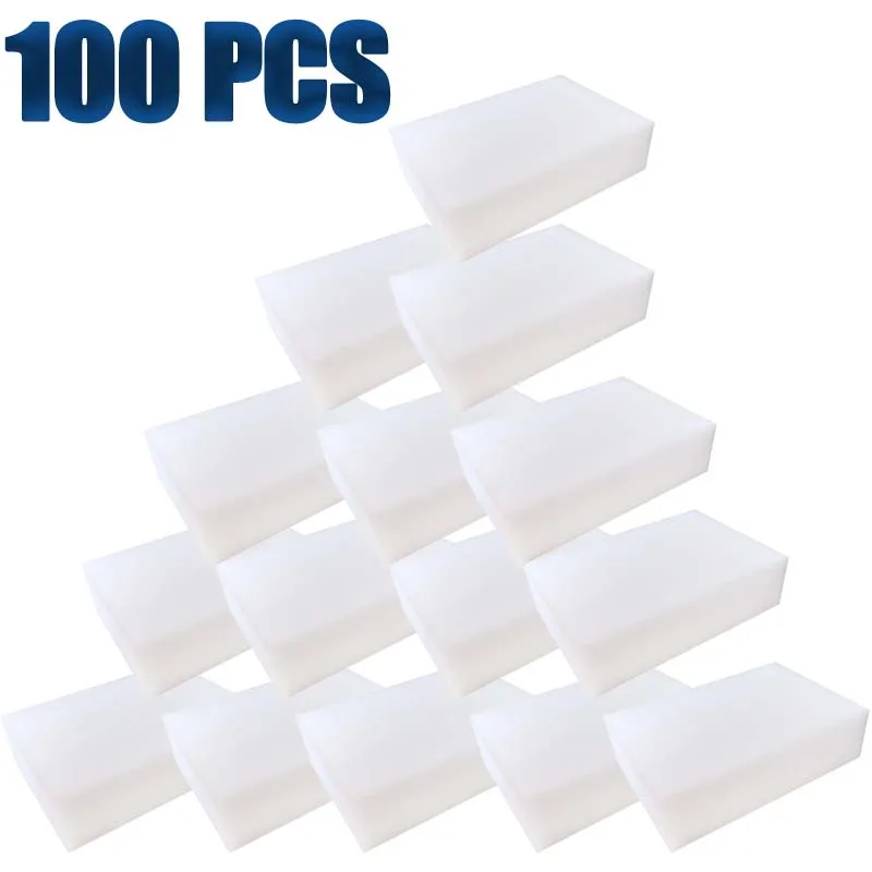 100pcs Magic Sponge Eraser White Melamine Sponge For Dishwashing Kitchen Bathroom Office Cleaner Cleaning Tools 100*60*20mm