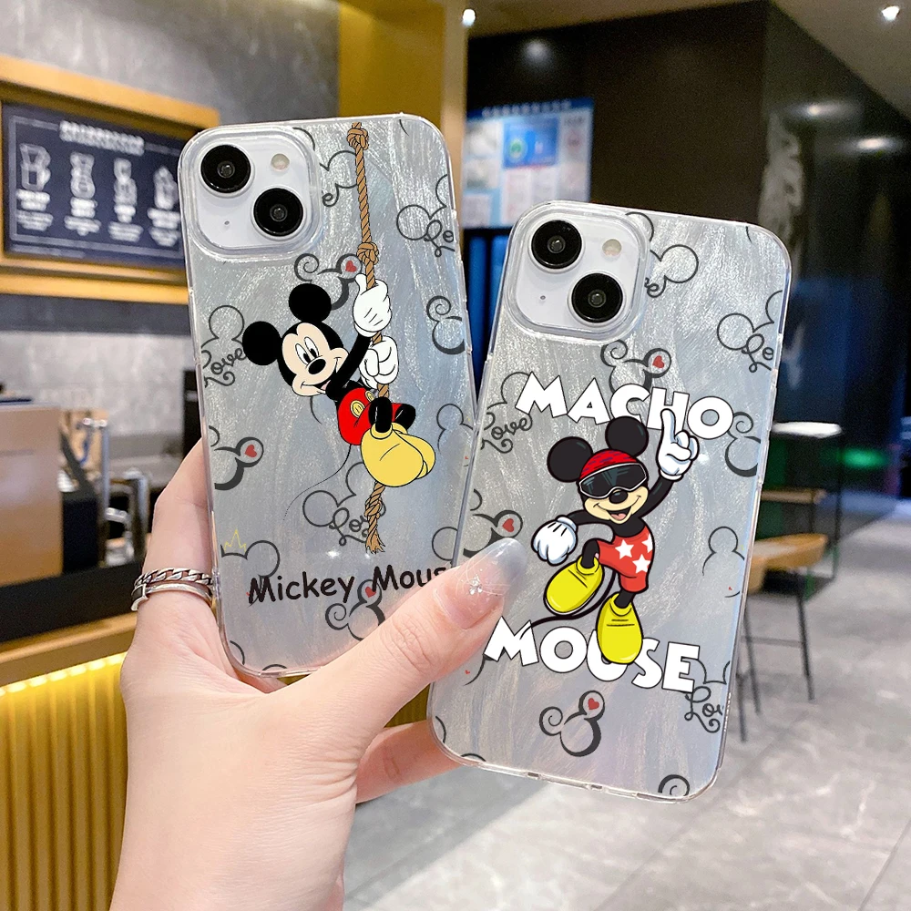 Pretty M-Mickey M-Minnie Mouse Clear Feather Laser Phone Case FOR VIVO Y12 Y11 Y10 Y5 Y3 Y2 Y01 T A S1 V25 V21E V29 E LITE S 5G