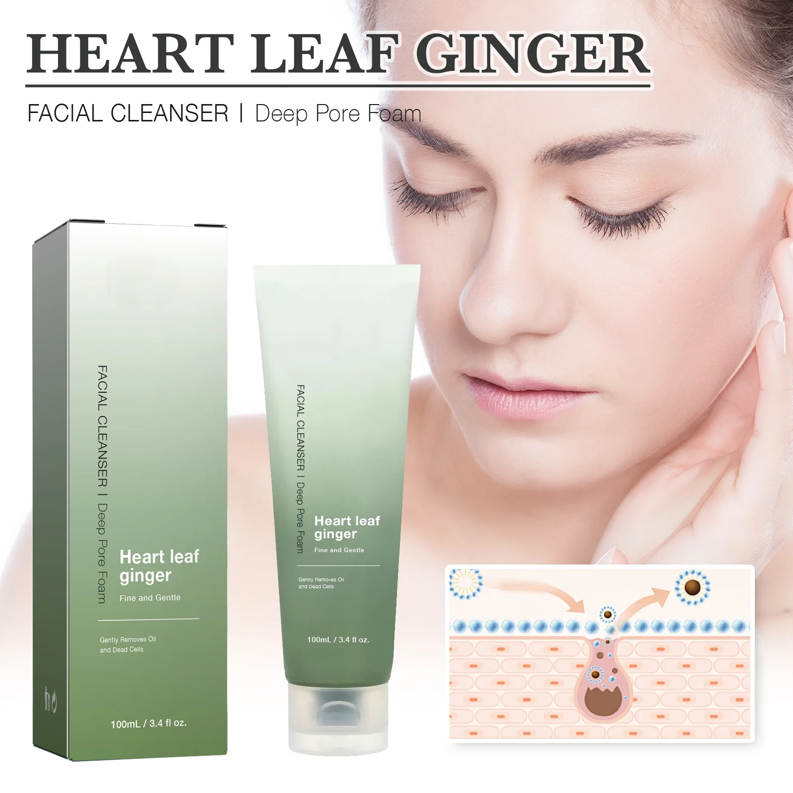 

Heartleaf Quercetinol Pore Глубоко очищающая пена Очищающее средство Контроль жирности Увлажняющее центелла Удаление пор Уход за кожей для женщин