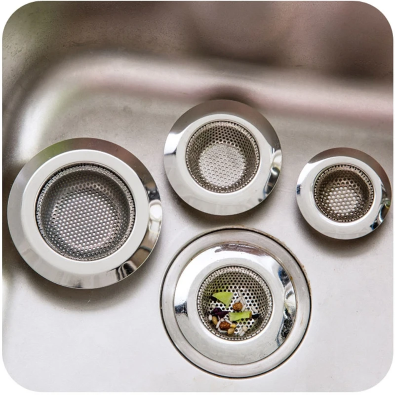 3Pc Non-Deforming Rust-Free Kitchen Sink Strainer Stainless Steel Drain Filter Bathroom Plug Hair Catch Prevent Blockage