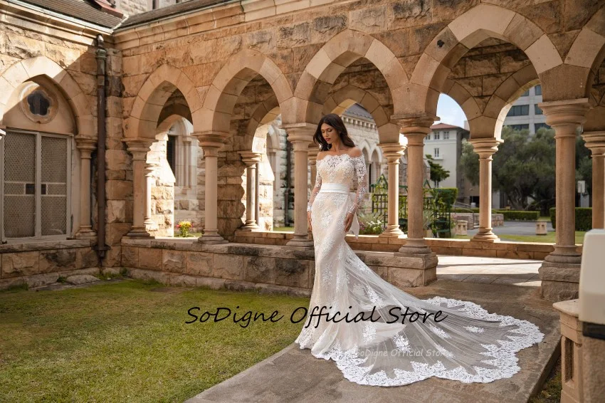 SoDigne Mermaid Long Wedding Dresses O-neck Full Sleeves Appliques Bridal Dress Bride Gown 2025 vestidos de novia Customized 13 S060aceb4d7c34b4ea723c12cb26fa0d3h