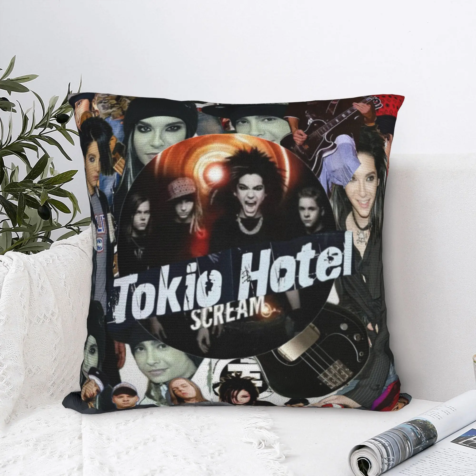 Tokio Hotel Collage Square Pillow Cases German Rock Cushion Cover Novelty Zipper Decorative Pillowcase for Sofa 45x45cm