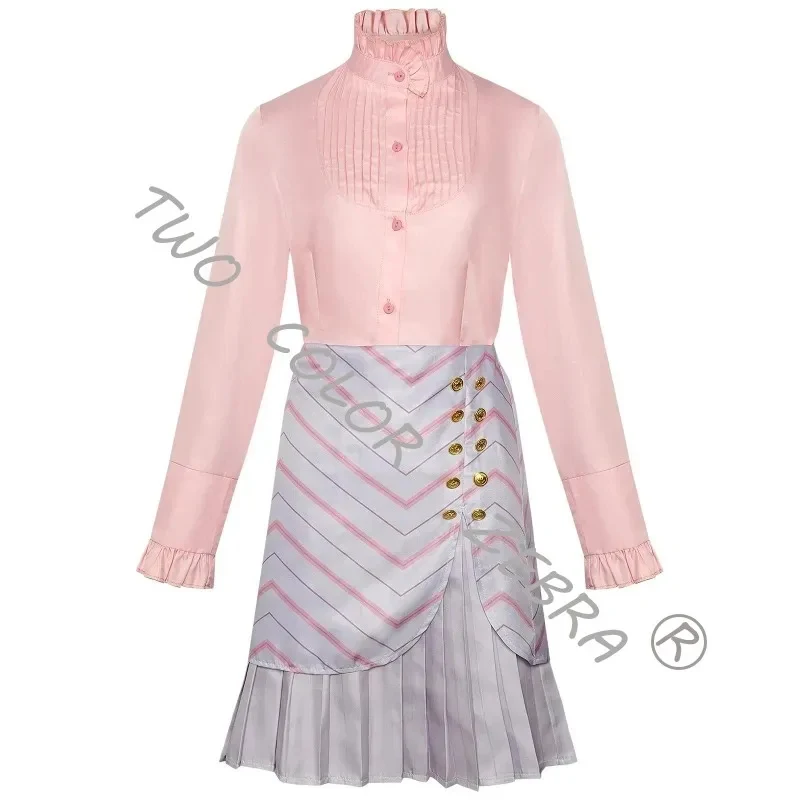 A;3\v,7'd/Wicked Glinda Pink Striped Cosplay Costume Full Set Coat Skirt Outfit for Halloween Stage Performance Cosplaw.3;v'6\b/