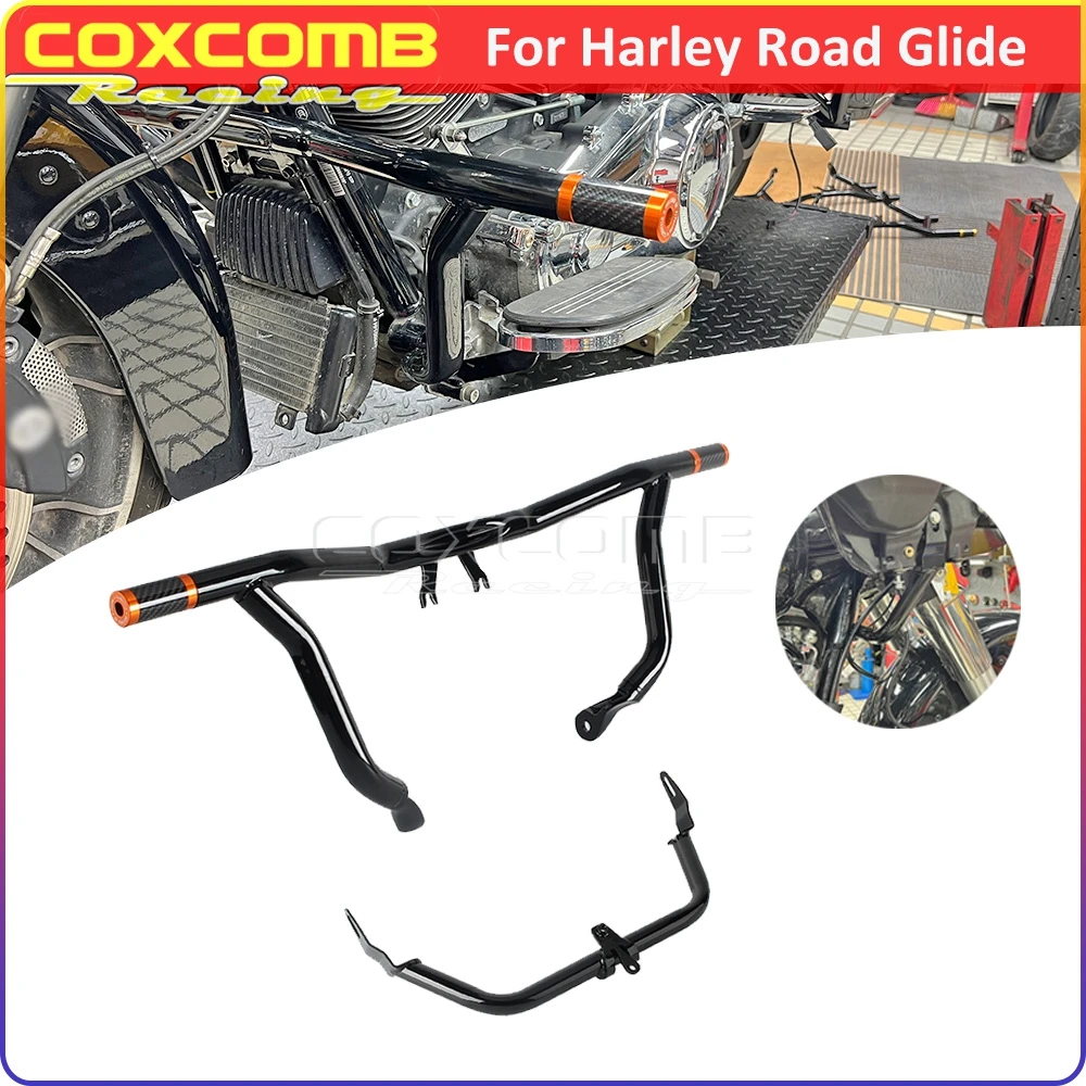 

Highway Crash Bar Engine Guard Bumper Protector For Harley Road Glide FLTR Limited FLTRK Motorcycle Fairing Support Bracket Kit