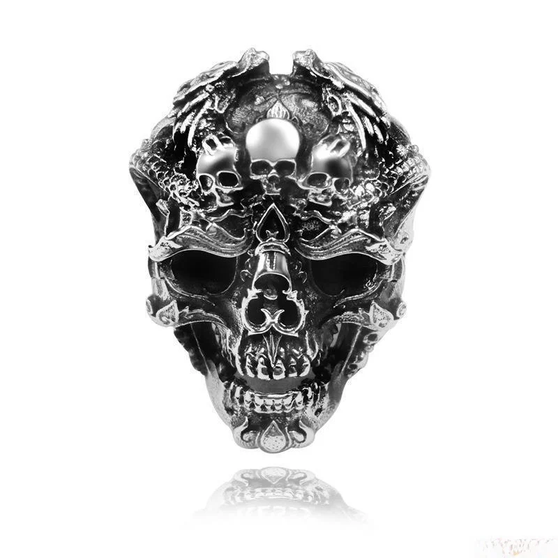 

Retro Adjustable Men's Skull Ring Dominant Bold American Weathered Sle Open Ring Faionable Jewelry Accory