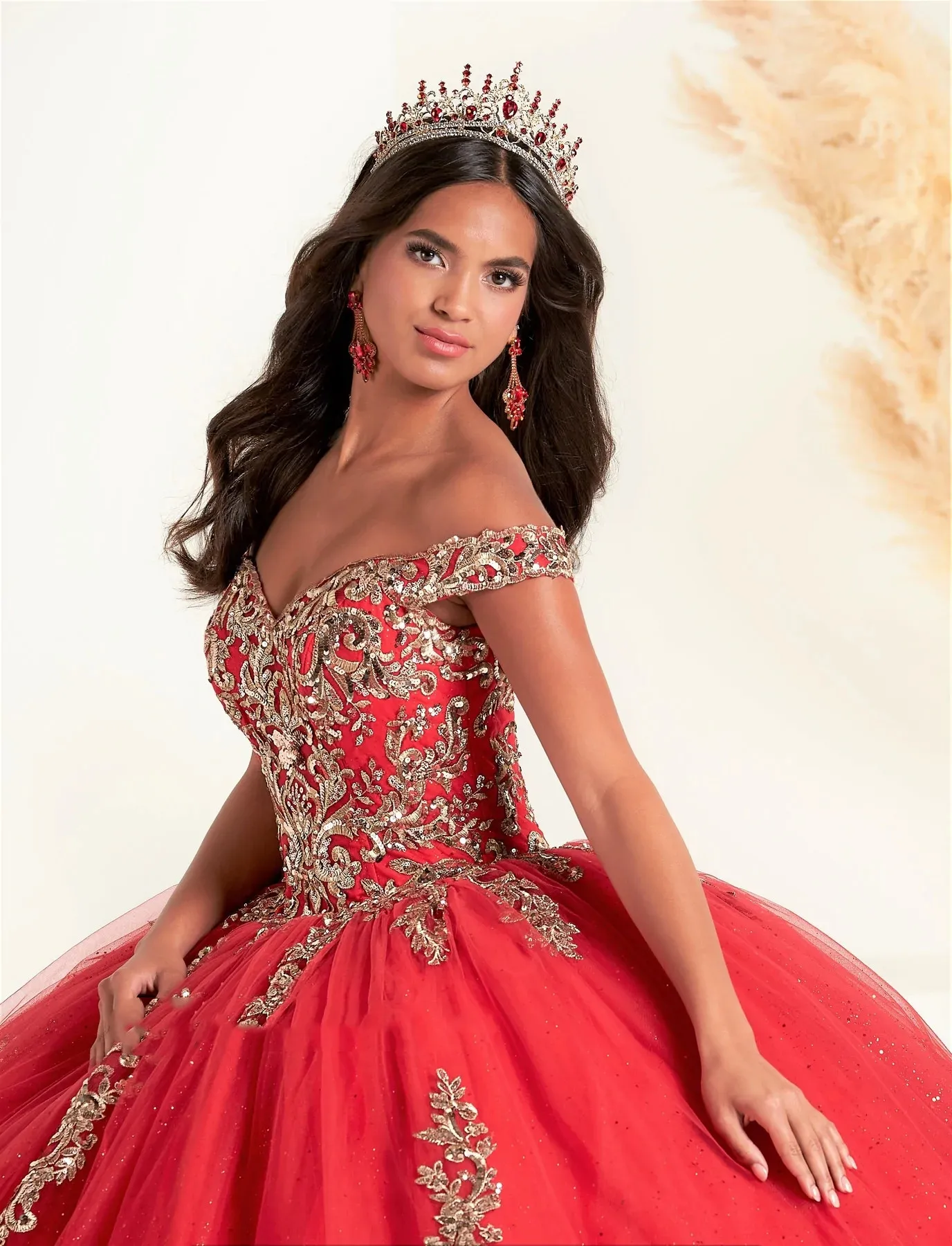 Quinceanera vermelho vestidos de baile fora do ombro tule apliques mexicano doce 16 vestidos 15 anos