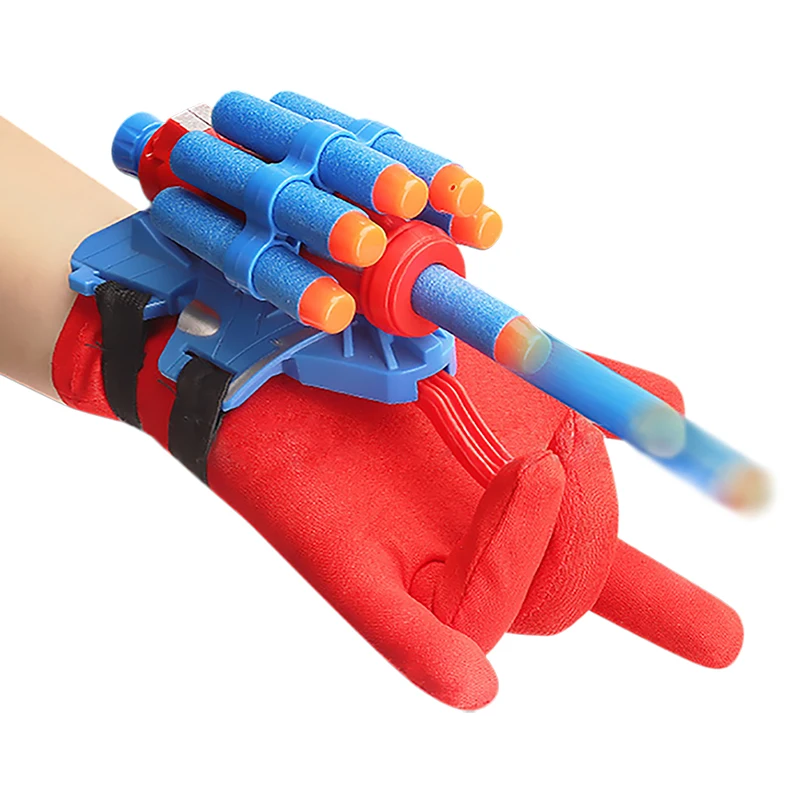 Marvel Hero Spiderman Captain America Hulk Iron Man Anime Figure Kid Cosplay Glove Soft Bullet Launcher Disney Shooting Toy Gift