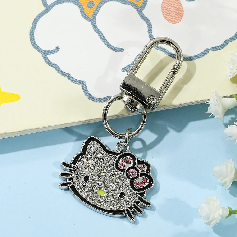 Gantungan Kunci Figur Sanrio Hello Kitty Potret Kepala Kreatif Berlian Kitty Cat untuk Ransel Aksesoris Gantungan Kunci Hadiah