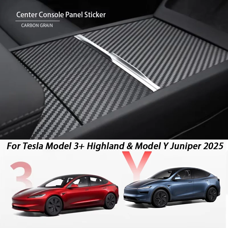 For Tesla Model3Y Highland Juniper Center Console Panel Sticker Suede Film Carbon Central Control Cover Car Interior Accessories
