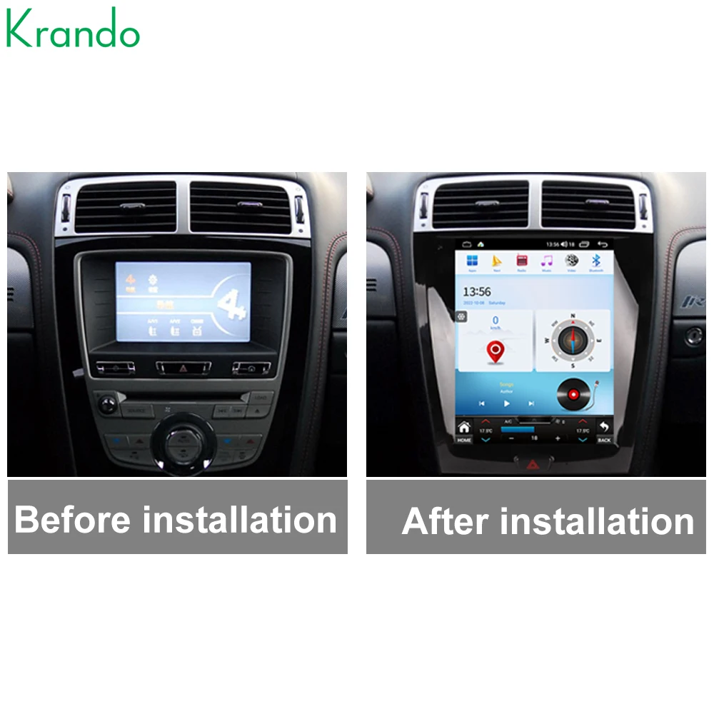 Krando 12.1'' Android Tesla Screen Car Navigation for Jaguar XK XKR XKS 2006-2013 Head Unit Built-in Wireless CarPlay GPS