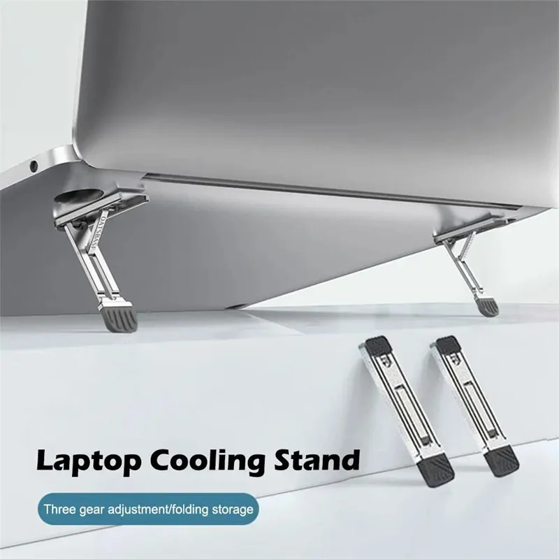 Zinc Alloy Laptop Holder for Macbook Air Pro Pad 2Pcs Riser Feet Nonslip Desktop Kickstand Foldable Notebook Keyboard Stand ﻿