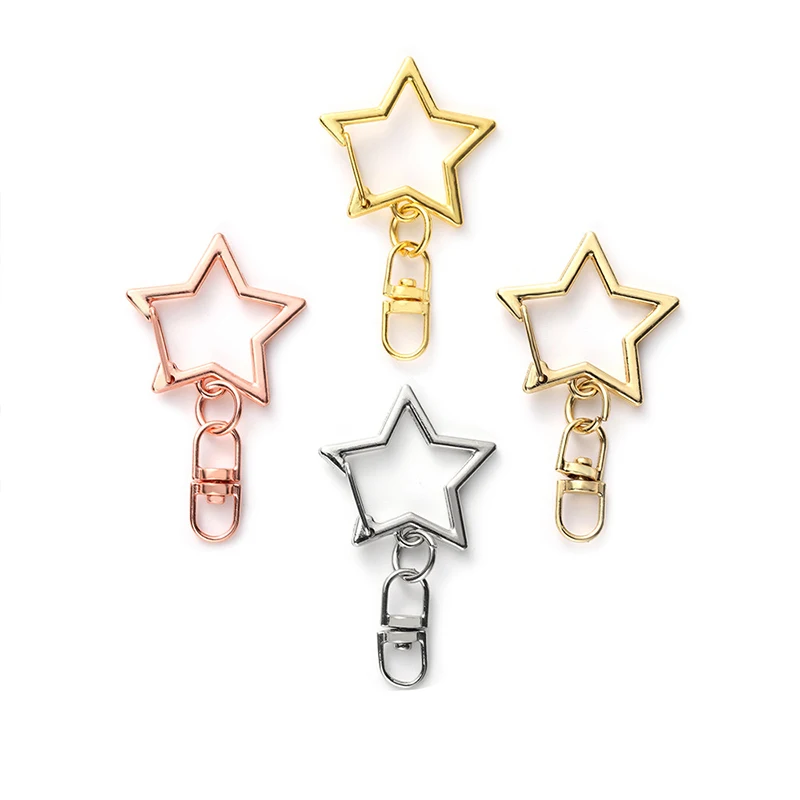 10pcs Diy Star Shape Metal Buckles Swivel Irregular Solid Color Hooks Clips For Bag Keychain Craft Making Handmade Accessories