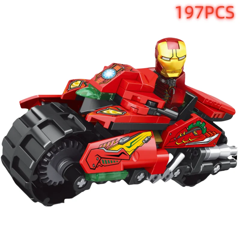 Motorcycle Building Blocks Mini Model Figures Compatible Disney Spiderman Iron Man Venom Captain Hawk Technic Armor Gift Toys