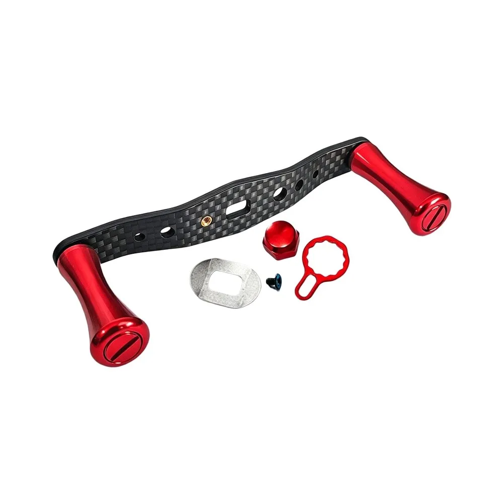 Double Handle Assembly Carbon Fiber Reel Handle Aluminum Alloy Construction Slip Resistant Design Streamlined Black Finish