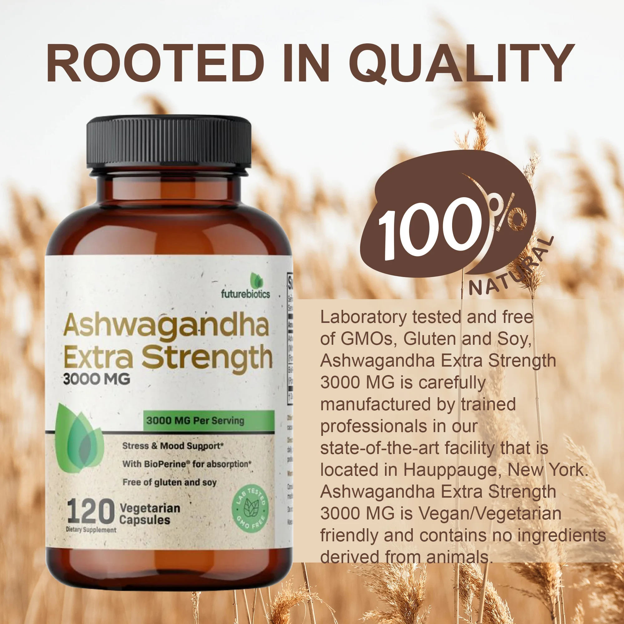 أشواغاندا قوة إضافية 3000 ملغ - تخفيف قوي للتوتر، يعزز وظيفة الدماغ، ويحسن جودة النوم، والمزاج الإيجابي #3