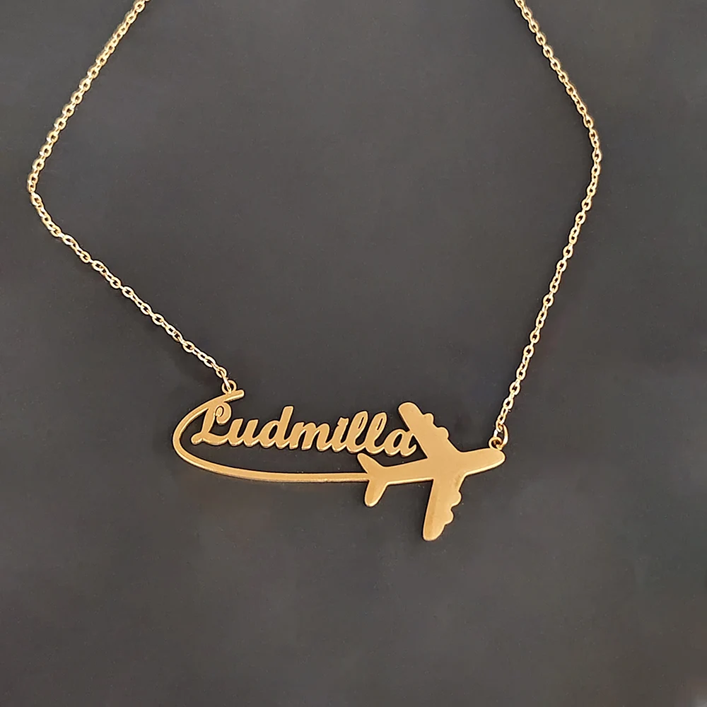 شخصية مخصصة طائرة مجوهرات عصرية الحد الأدنى قلادة قلادة الفولاذ المقاوم للصدأ هدية مثالية هدية عيد الأم