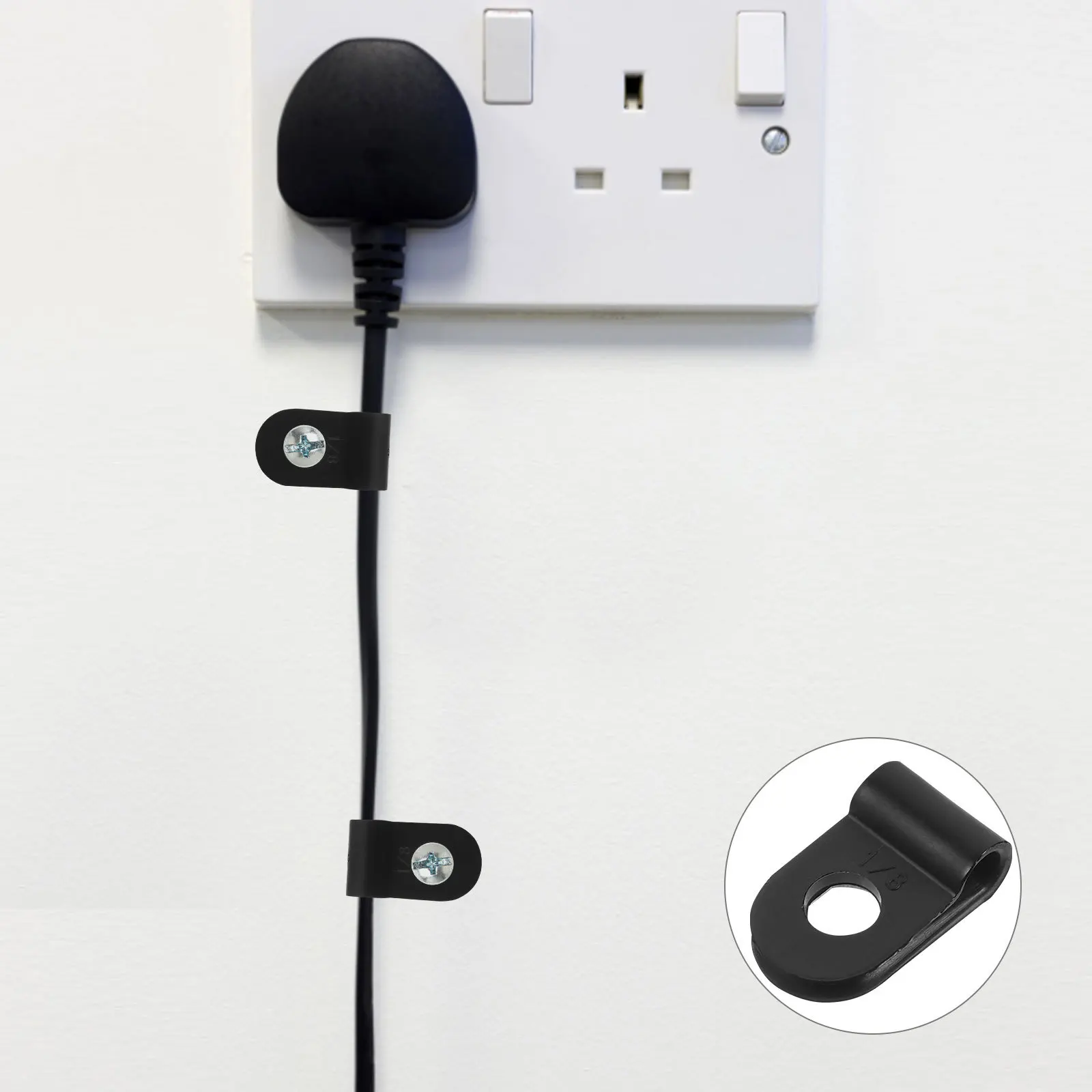 

100pcs Cable Clamp Organizer 1/8 Inch Pvc Wire Holder For Cords Outdoor Light Clips Ethernet Cable Mounting Clip For Coax