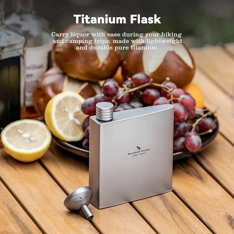 

Boundless Voyage Titanium Flagon, Bacteriostatic Travel Camping Tableware, Titanium Wine Pot for Whiskey Vodka Wine