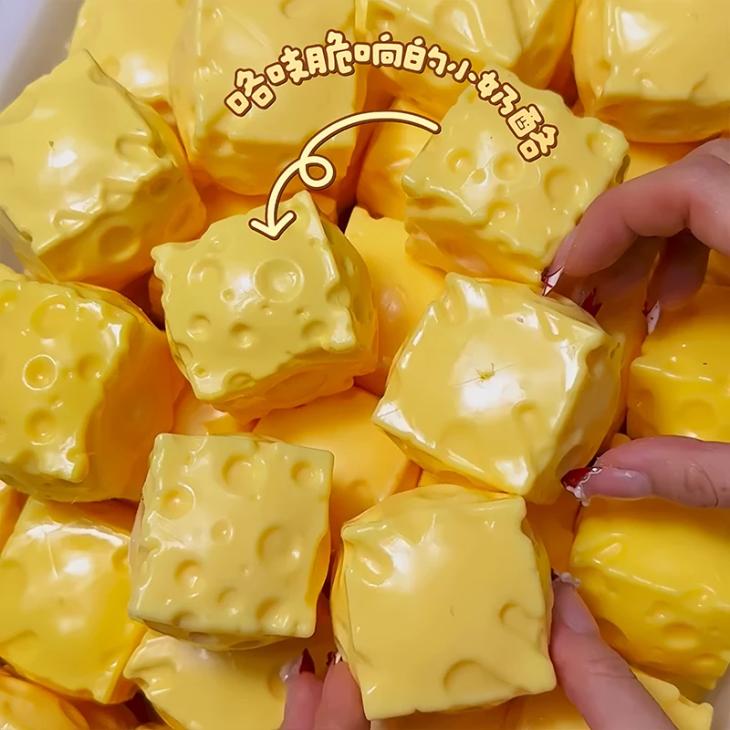 Mini Cheese Cube Non‑Rebound Squishy, Building Block Filled Sensory Stress Relief Toy for Adults
